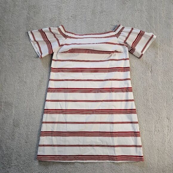 Club Monaco Nearta Off The Shoulder White and Red Striped Dress Size 4 - Picture 5 of 11